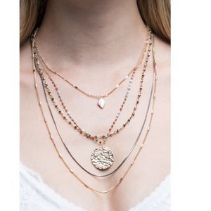 5 Layer Bead Pear Charm Necklace Pendant